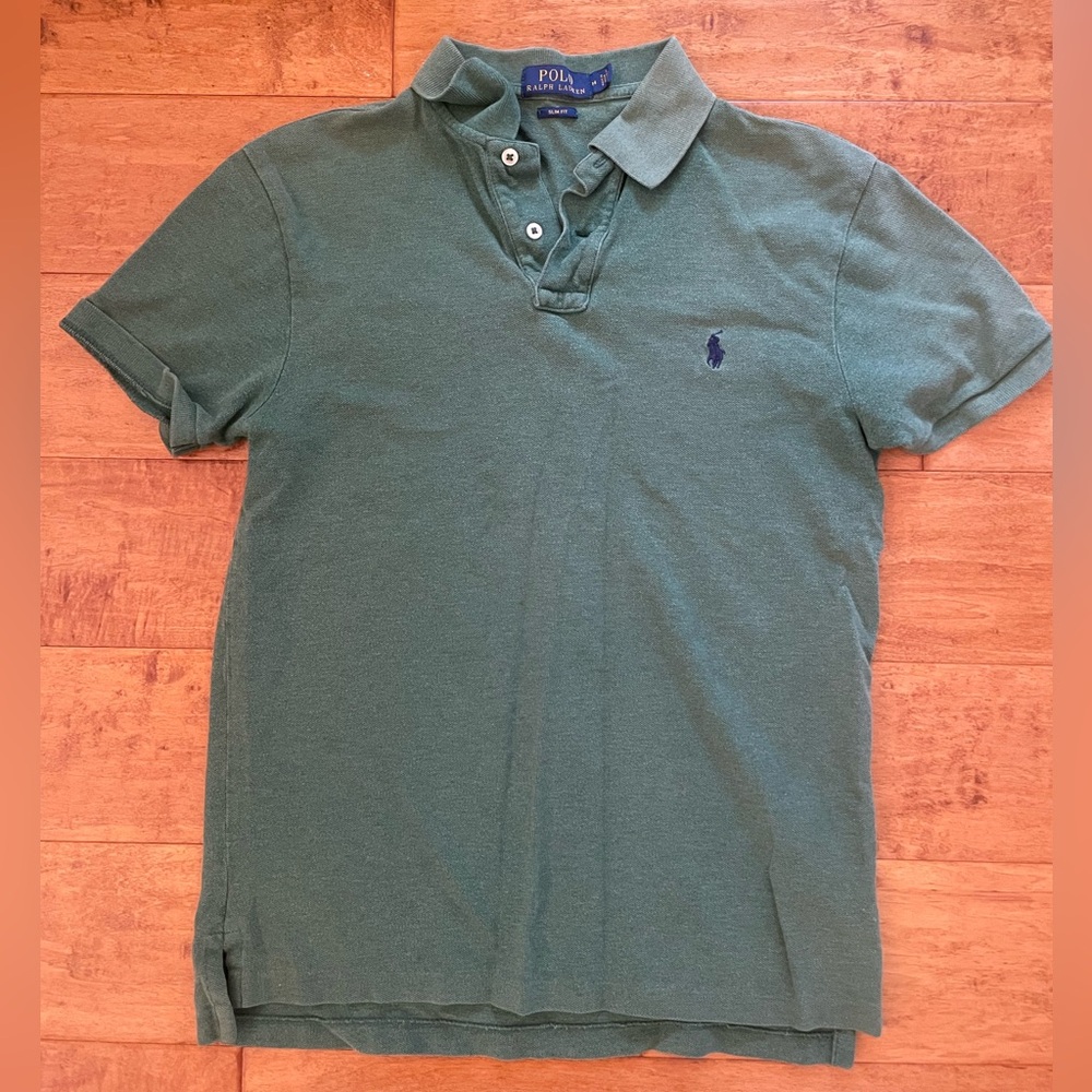 Polo by Ralph Lauren Men's Green Polo Shirt top slim fit